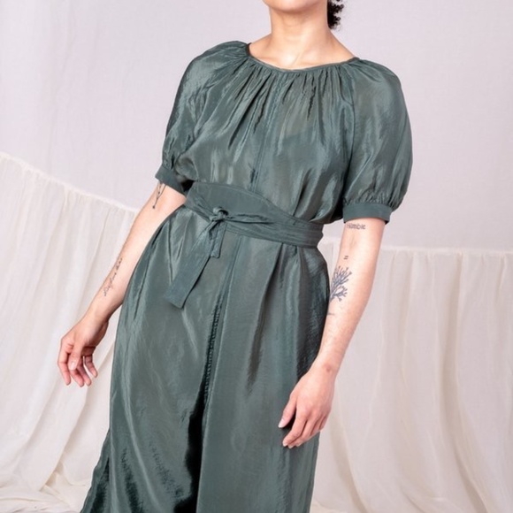 Caron Callahan Theos Green Bouncy Cupro JumpsuitSize Small